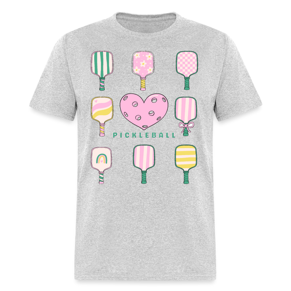 Retro Pink Pickleball T Shirt - heather gray