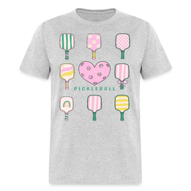 Retro Pink Pickleball T Shirt - heather gray