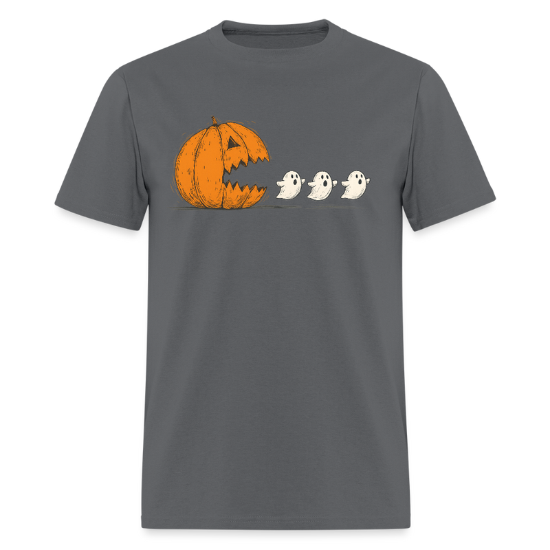 Halloween Pumpkin Eat Ghost T Shirt - charcoal