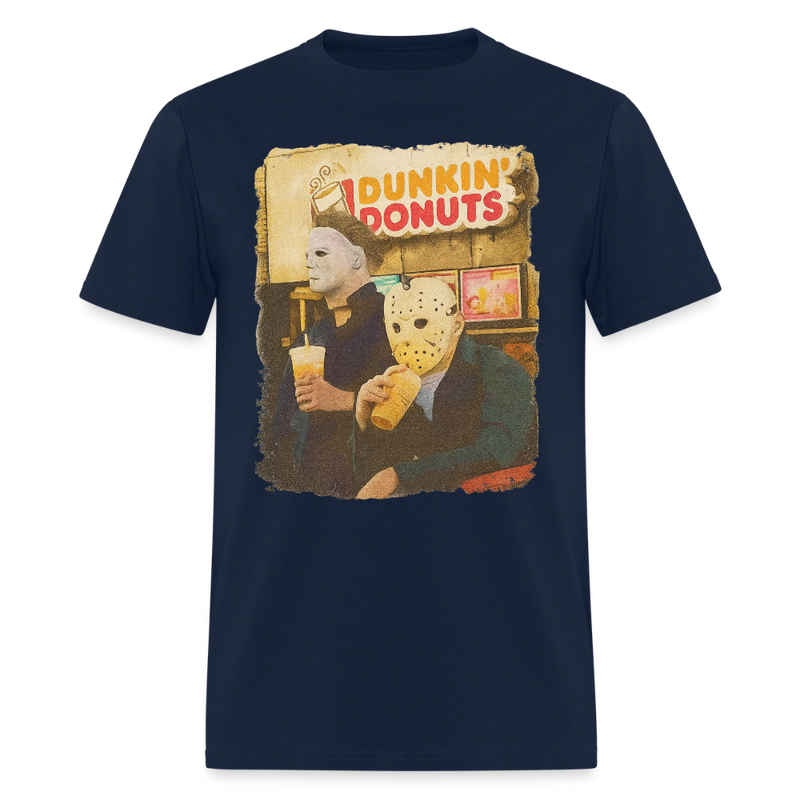 Michael and Jason Dunkin Donuts Halloween T Shirt - navy