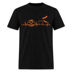 Halloween Pumpkin Heartbeat T Shirt - black
