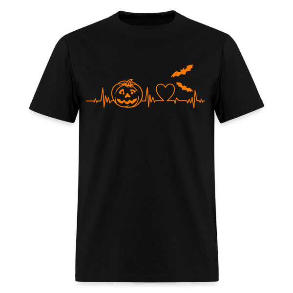 Halloween Pumpkin Heartbeat T Shirt - black