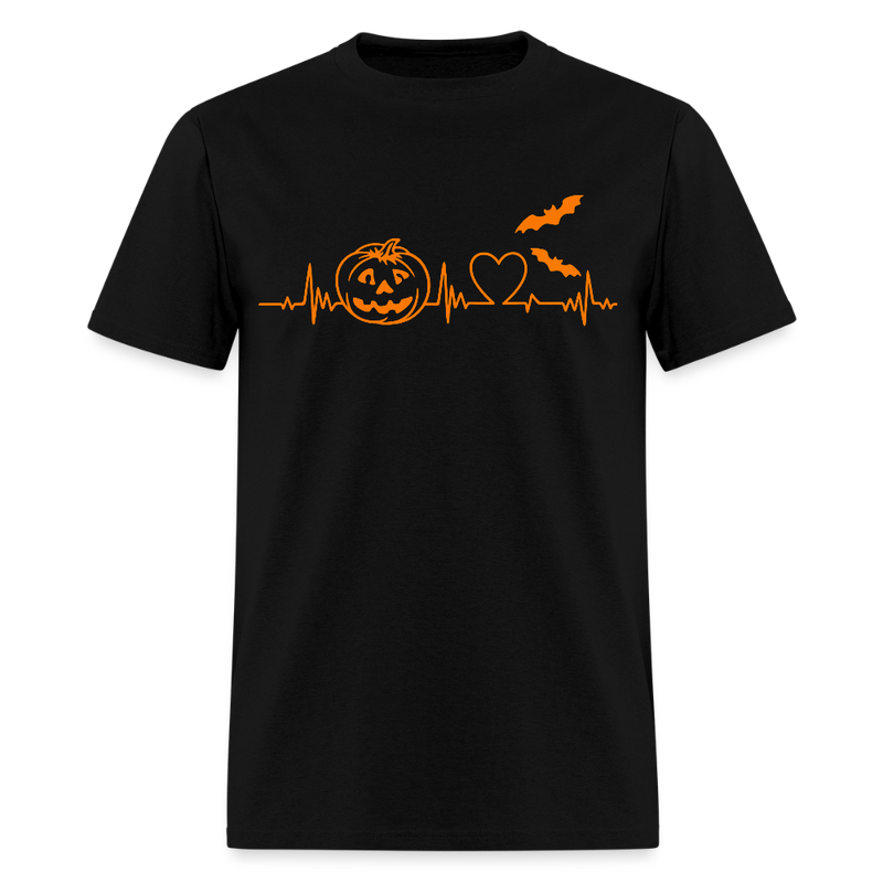 Halloween Pumpkin Heartbeat T Shirt - black
