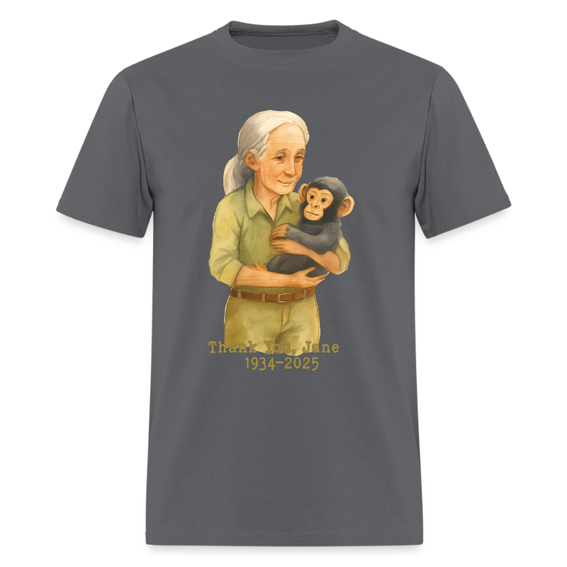 Thank You Jane Goodall 1934-2025 T Shirt - charcoal