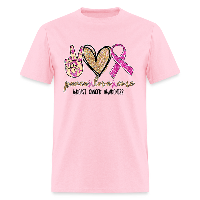 Peace Love Cure Breast Cancer Awareness Month T Shirt - pink