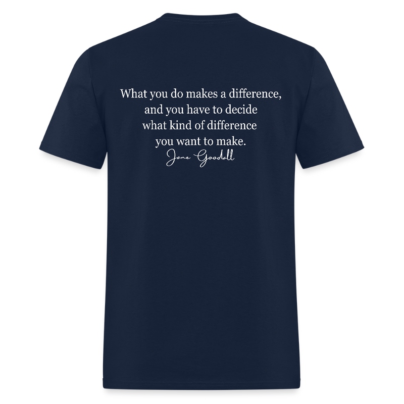 RIP Jane Goodall What You Do Makes A Difference T Shirt - 2 - navy