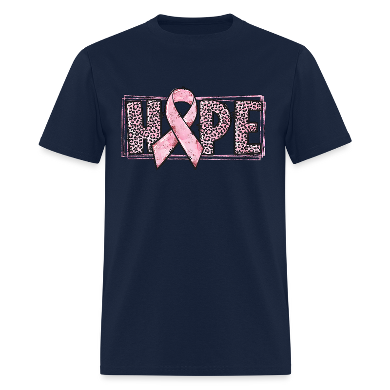 Hope Pink Ribbon Breast Cancer Awareness Month T Shirt - navy