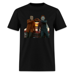 Michael and Jason Heart Hands Halloween T Shirt - black