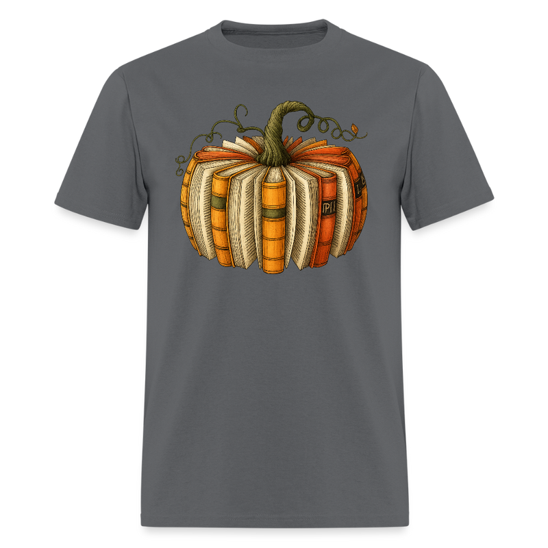 Halloween Pumpkin Book T Shirt - charcoal