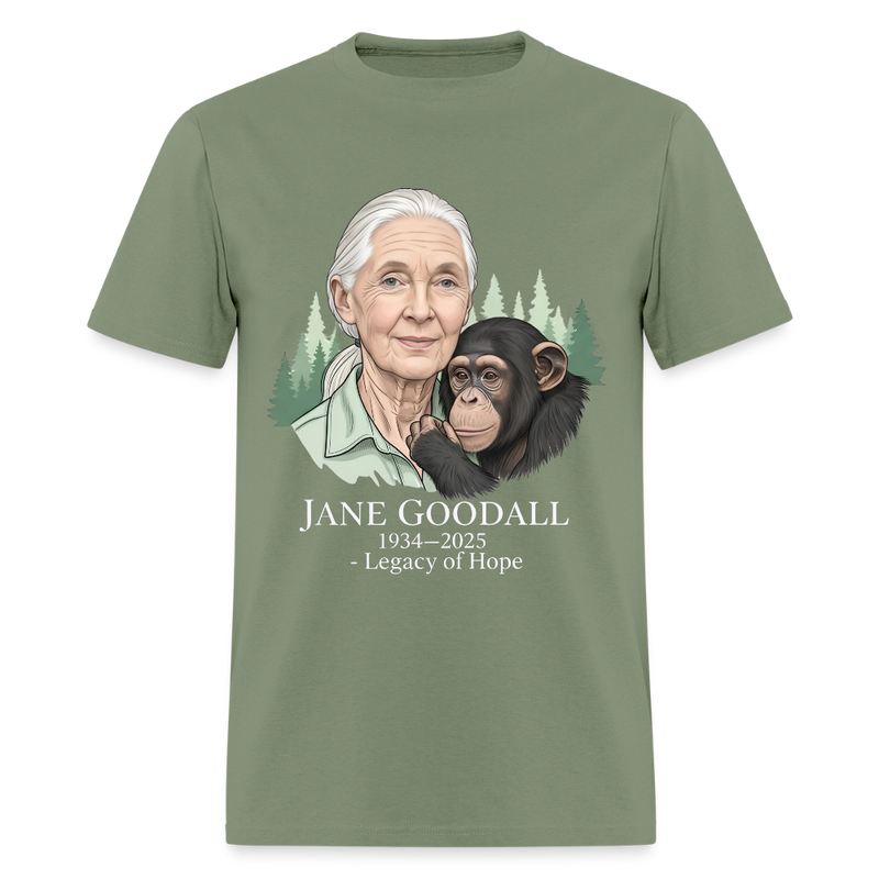 Jane Goodall Tribute Legacy Of Hope T Shirt - military green