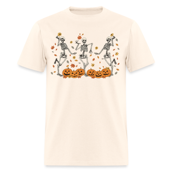 Dancing Skeleton Autumun Halloween T Shirt - natural