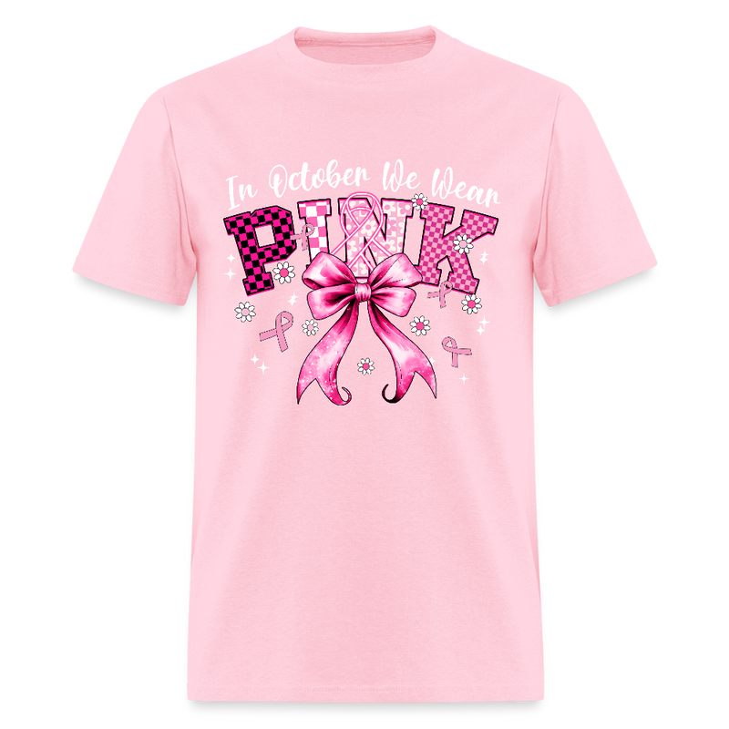 In October We Wear Pink Retro Breast Cancer Awareness Month T Shirt - pink
