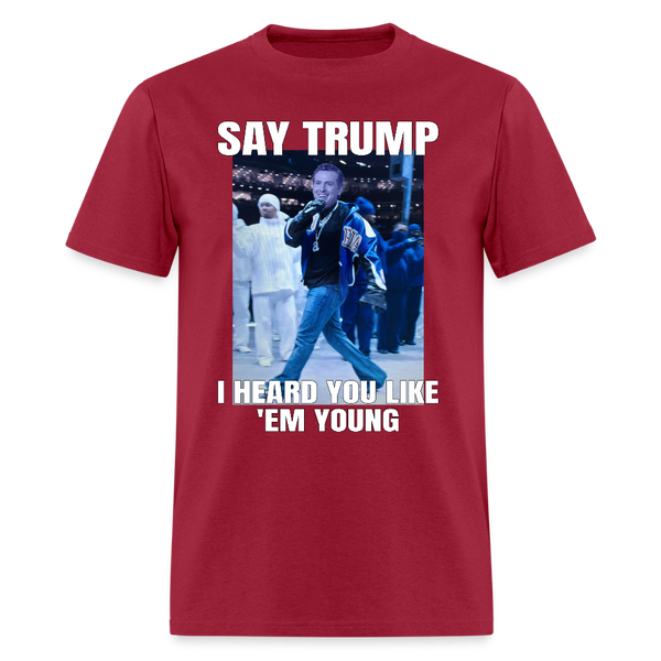 Say Trump I Heard You Like 'Em Young T Shirt - dark red