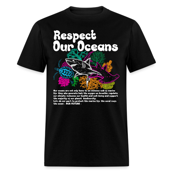 Respect Our Oceans T Shirt - black