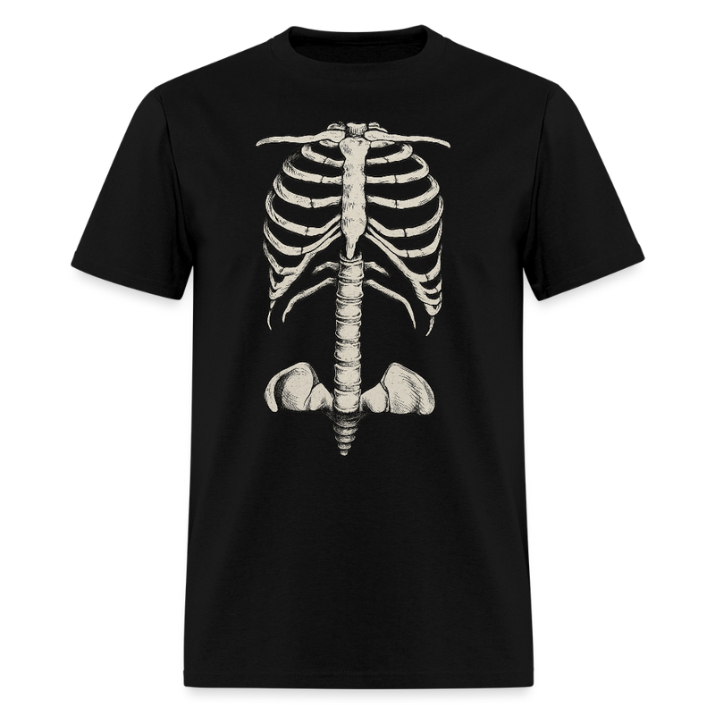 Skeleton Rib Cage Halloween T Shirt - black