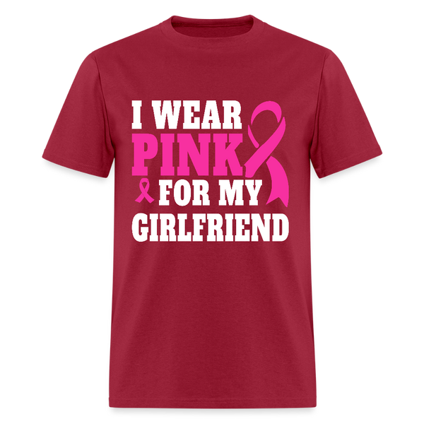 Breast Cancer Awareness Month Wear Pink For My Girlfriend T Shirt - dark red