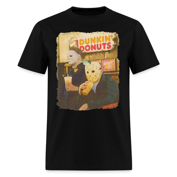 Michael and Jason Dunkin Donuts Halloween T Shirt - black