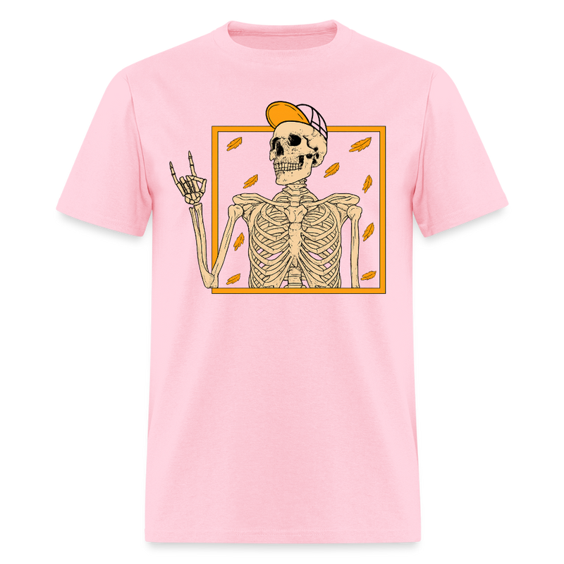 Skeleton Rock On Halloween T Shirt - pink