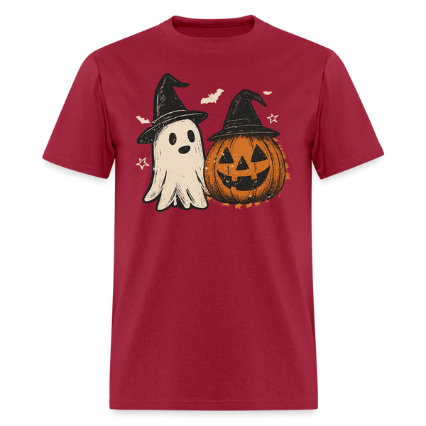 Spooky Ghost Halloween T Shirt - dark red
