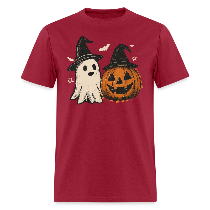 Spooky Ghost Halloween T Shirt - dark red