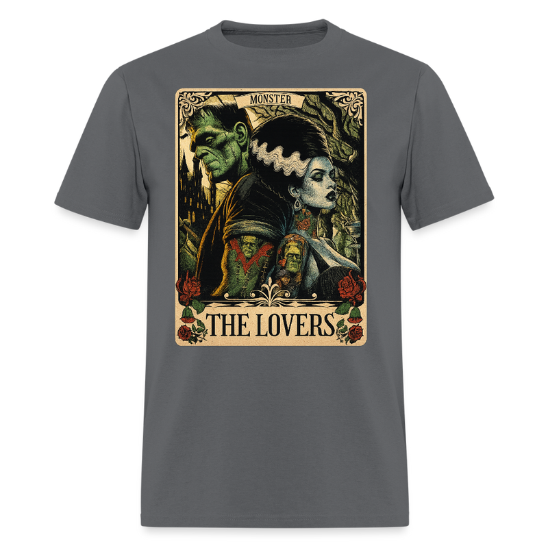 Frankenstein and The Bride Halloween T Shirt - charcoal