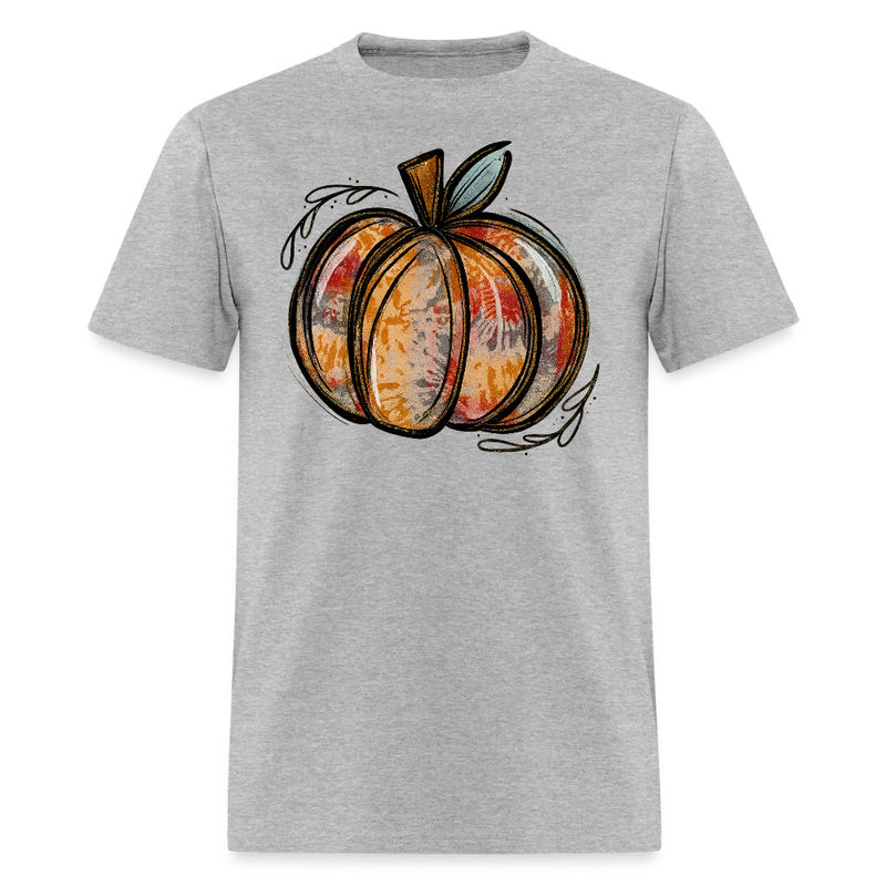 Watercolor Pumpkin Halloween T Shirt - 2 - heather gray