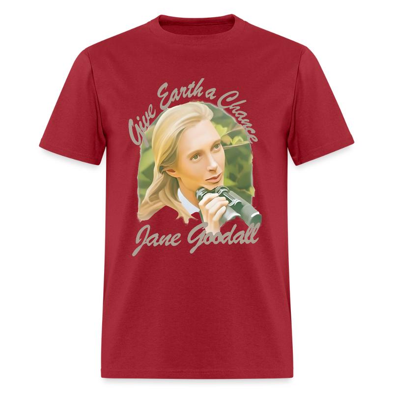 Jane Goodall Give Earth A Chance T Shirt - dark red