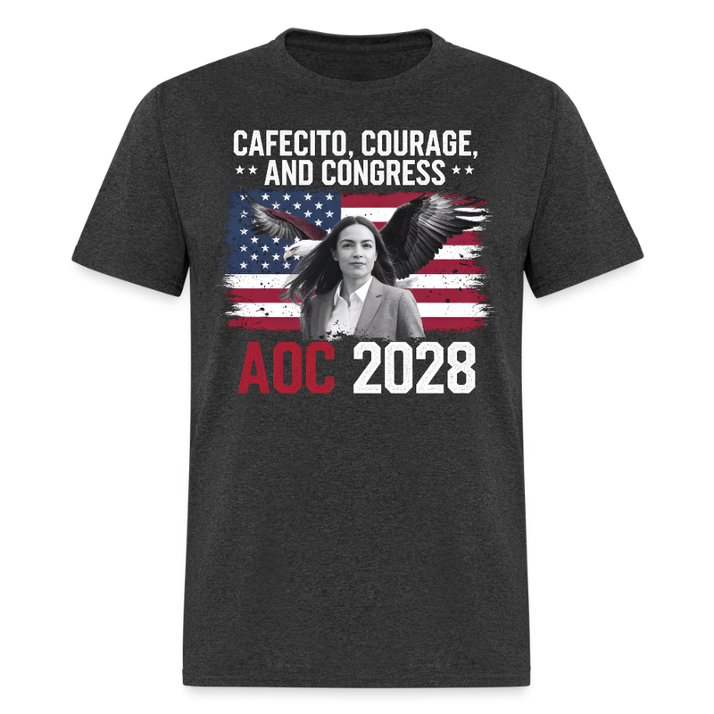 Cafecito Courage and Congress AOC 2028 T Shirt - heather black
