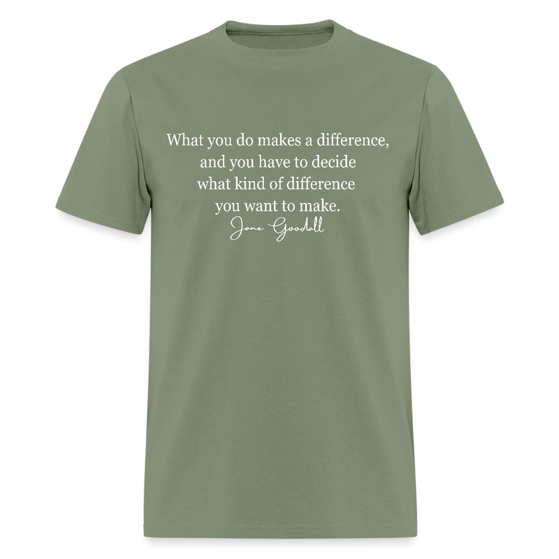 RIP Jane Goodall What You Do Makes A Difference T Shirt - military green