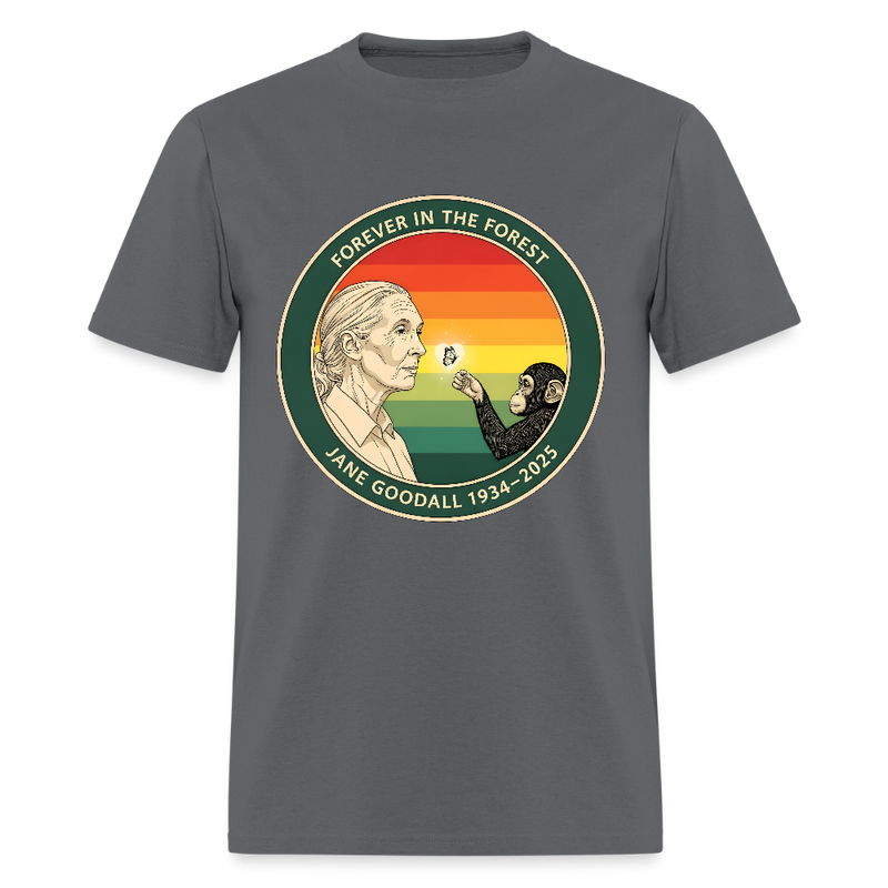 Jane Goodall Forever In The Forest T Shirt - charcoal