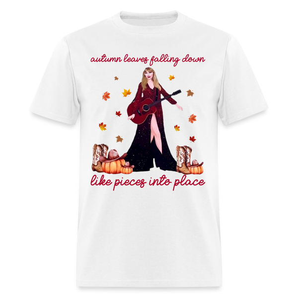 Autumn Leaves Falling Down T Shirt - white