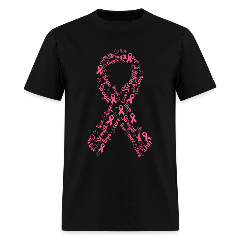 Hope Love Strength Breast Cancer Awareness Month T Shirt - black