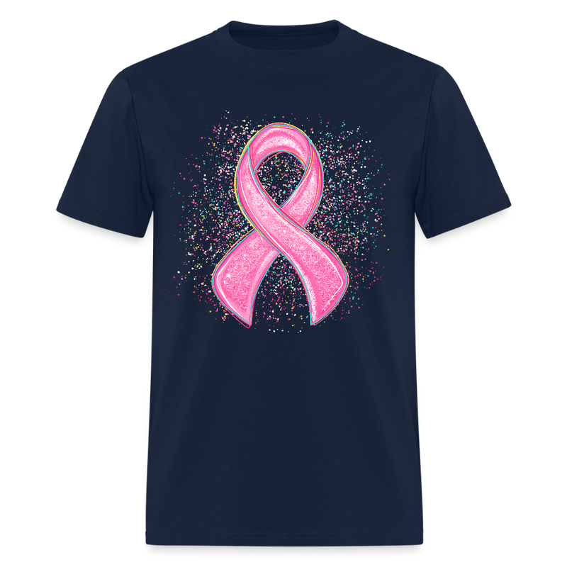 Coquette Pink Ribbon Breast Cancer Awareness Month T Shirt - navy