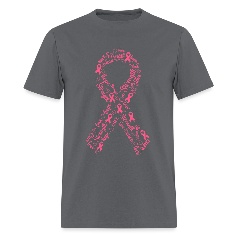 Hope Love Strength Breast Cancer Awareness Month T Shirt - charcoal