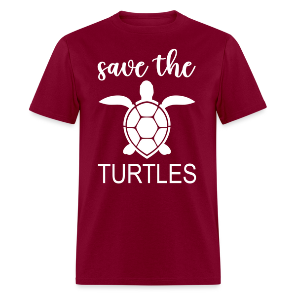 Save The Turtles T Shirt - burgundy