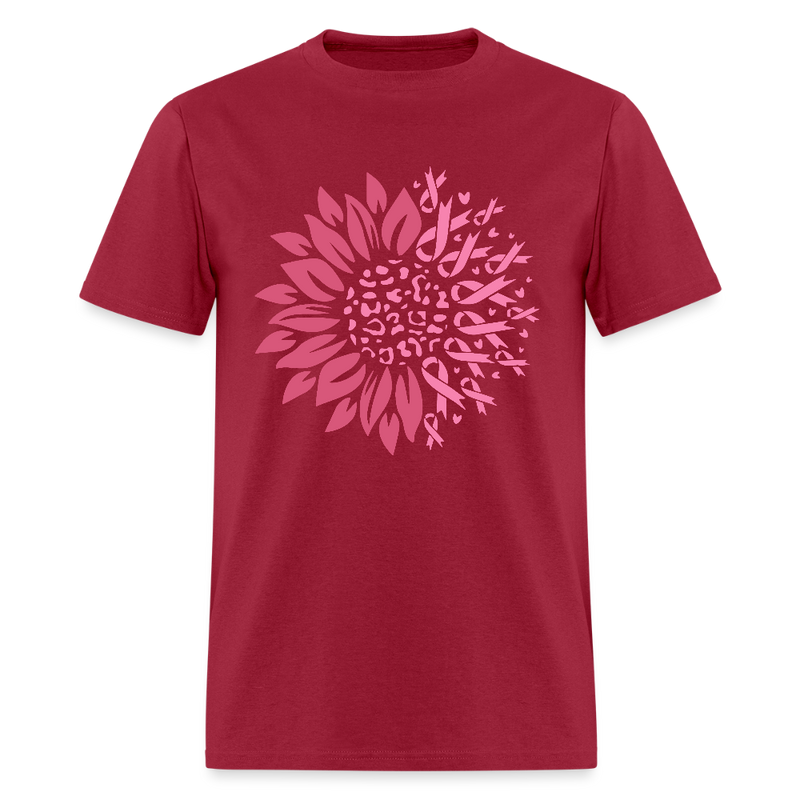 Sunflower Ribbon Breast Cancer Awareness Month T Shirt - dark red