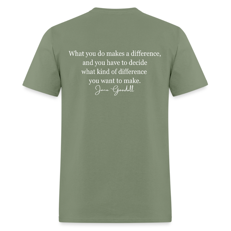 RIP Jane Goodall What You Do Makes A Difference T Shirt - 2 - military green