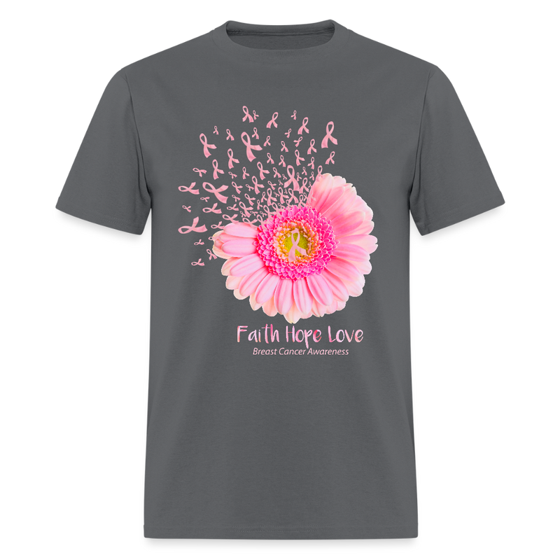 Faith Hope Love Sunflower Breast Cancer Awareness Month T Shirt - charcoal