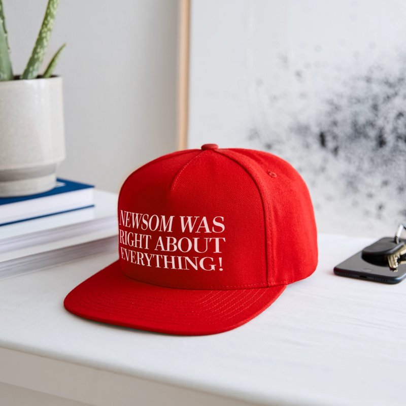 Newsom Was Right About Everything Snapback Hat - red