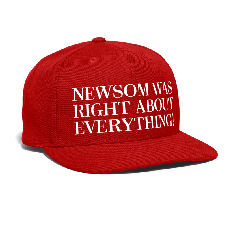 Newsom Was Right About Everything Snapback Hat - red