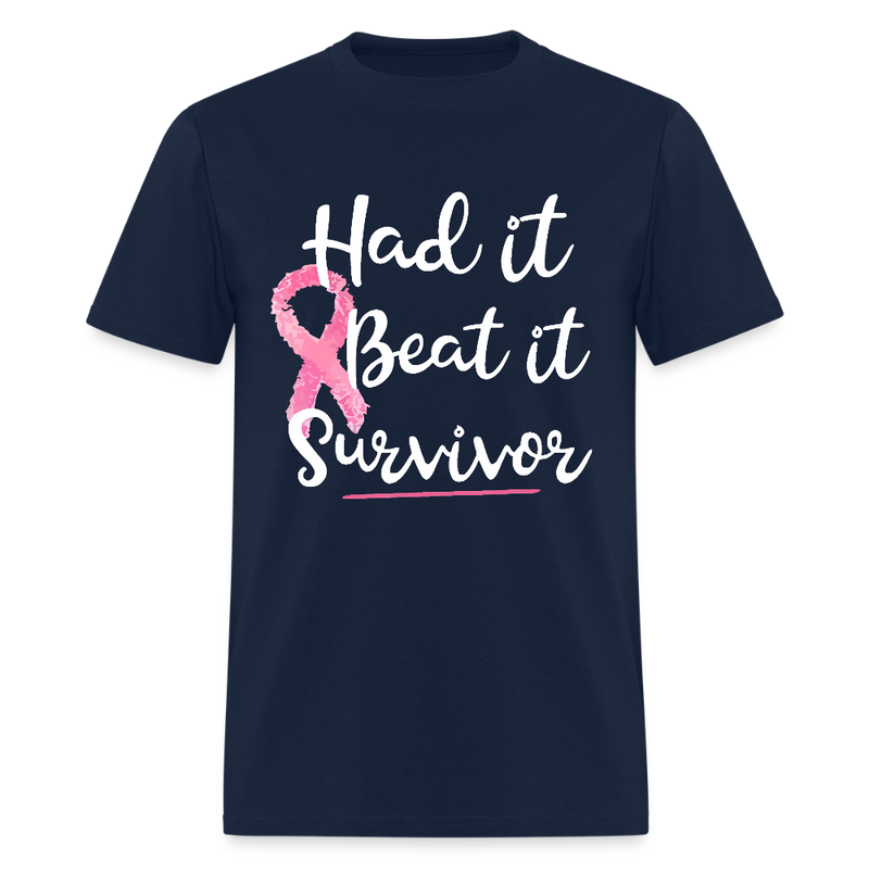 Had it Beat it Survivor Breast Cancer Awareness Month T Shirt - navy