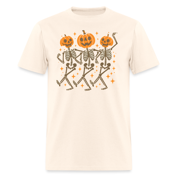 Pumpkin Skeleton Halloween T Shirt - natural