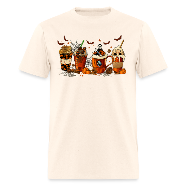 Skeleton Coffee Cups Halloween T Shirt - natural