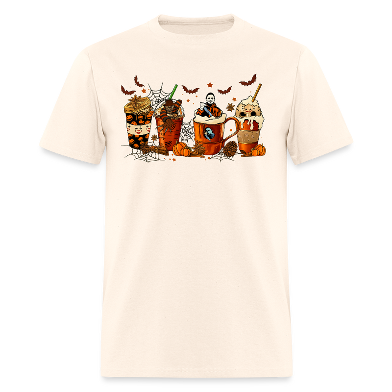 Skeleton Coffee Cups Halloween T Shirt - natural