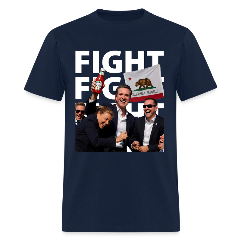 Gavin Newsom Fight Fight T Shirt - navy