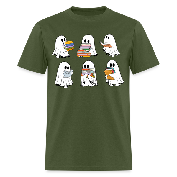 Ghost Book Halloween T Shirt - military green