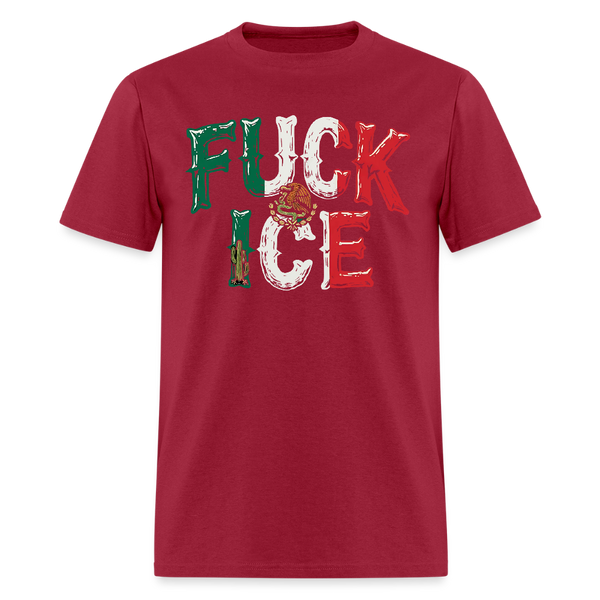 F*ck ICE Mexico Flag T Shirt - dark red