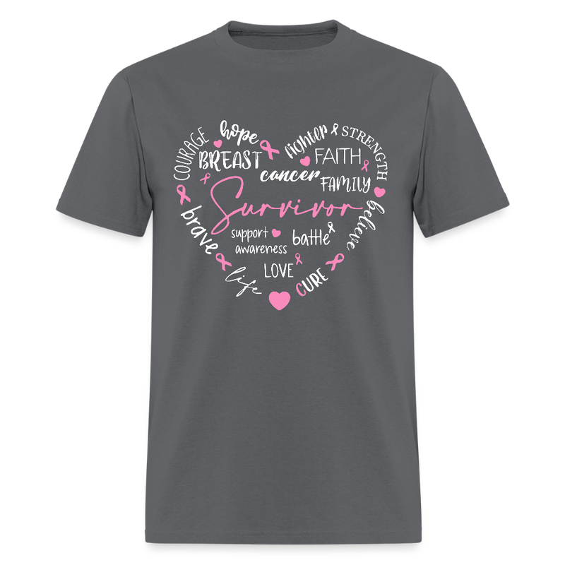 Survivor Breast Cancer Awareness Month T Shirt - charcoal
