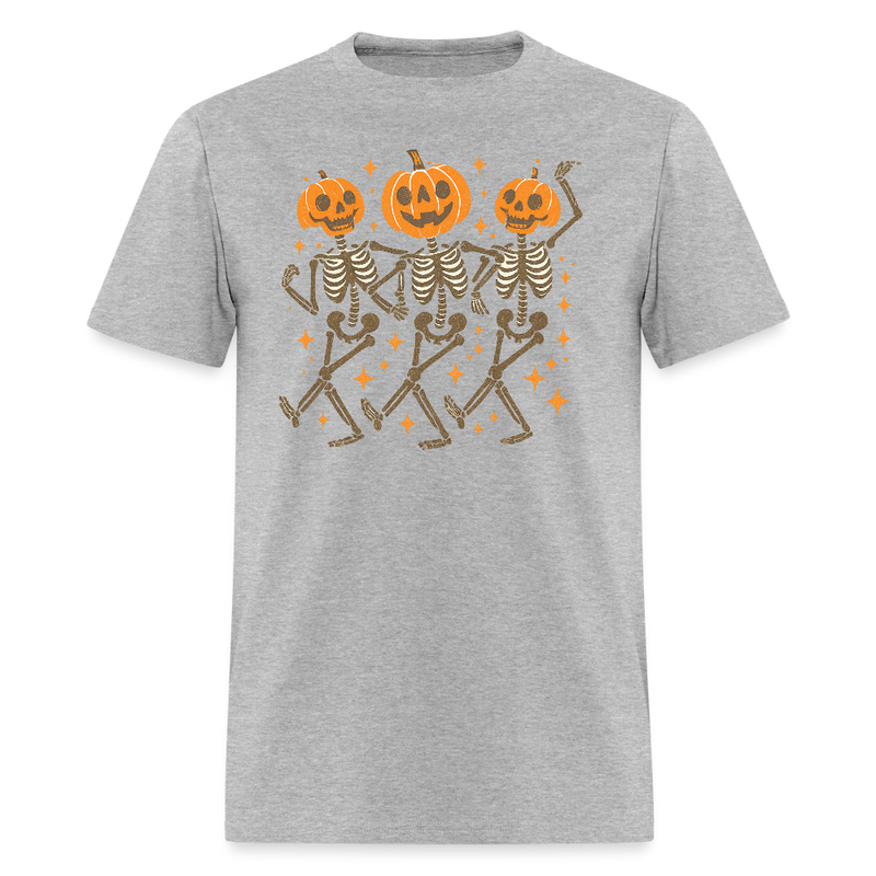 Pumpkin Skeleton Halloween T Shirt - heather gray