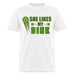 She Likes My Dink Pickleball T Shirt - white